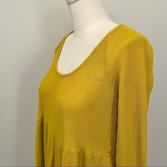 Anthropologie Maeve Samina Thermal Babydoll Long Sleeve Top Yellow - Picture 6 of 13